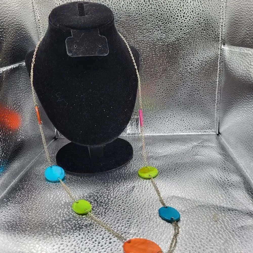 Vintage 90s Abstract Chunky Funky Dyed Shell Necklace